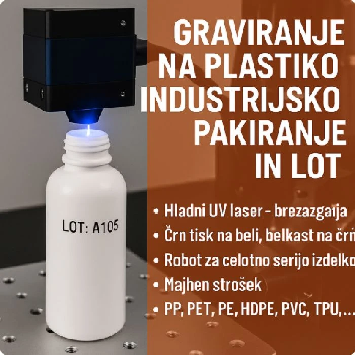 Graviranje na plastiko za industrijsko pakiranje in LOT